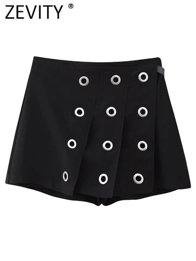 ZEVITY Дамска мода Buttonhole Decoration Press Pleats Мини пола Shorts Lady Zipper Hot Shorts Chic Pantalone Cortos QUN5165