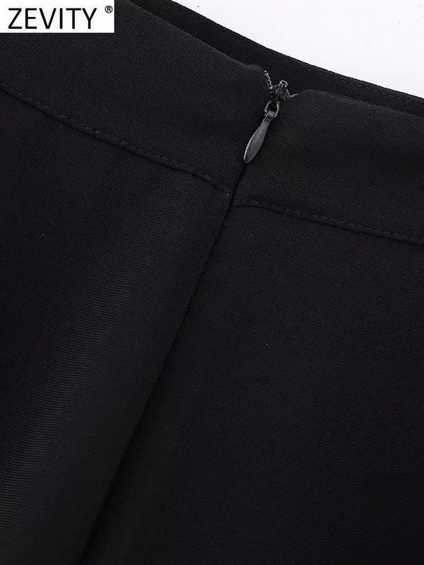 ZEVITY Női divat Gomblyuk Dekoráció Press Ráncok Mini szoknya Rövidnadrág Női Cipzáras Hot Shorts Elegáns Pantalone Cortos QUN5165