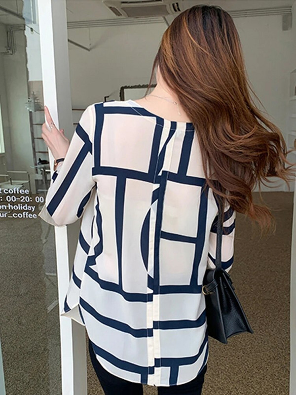 Nordic μπλούζες Γυναικεία πουκάμισα πουλόβερ Λεπτό σιφόν αντιρυτιδική καινοτομία Κομψά μακρυμάνικα με λαιμόκοψη σε λαιμόκοψη και φαρδιά μπλούζα Mujer Καλοκαίρι 2022