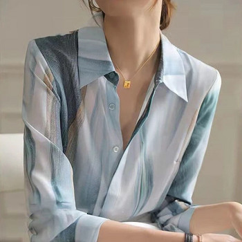 Άνοιξη 2023 Νέα γυναικεία μπλούζα από σιφόν εκτύπωσης με μακρυμάνικο ντεγκραντέ φαρδύ μπλουζάκι Casual fashion γυναικεία ρούχα