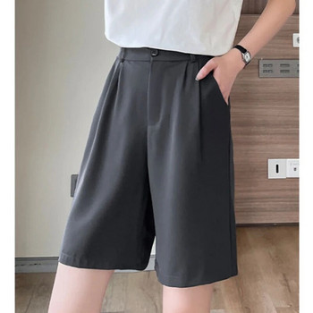 Xqpbb 2022 Летен костюм Къси панталони за жени Дамски къси панталони с широки крачоли с висока талия в корейски стил Едноцветни свободни панталони с дължина до коляното Femme