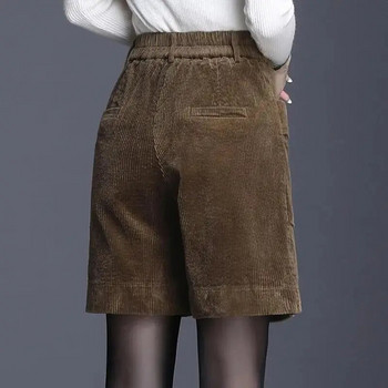 Ежедневни прави дамски прости панталони с широки крачоли Едноцветни есенни зимни къси панталони с висока талия с цип Дамско облекло
