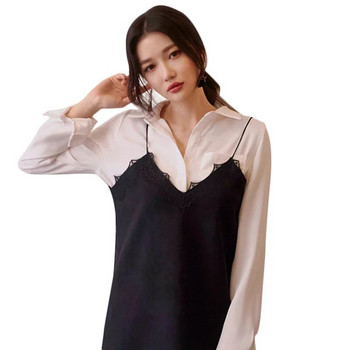 Големи размери Дамски блузи с дълги ръкави с отложна яка Офис риза Блуза Риза Ежедневни топове Дамски свободни блузи Femininas Топове