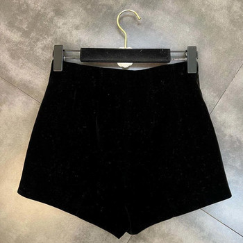 Μαύρο βελούδινο σορτς για γυναικεία πανωφόρια με ψηλό α με καλοκαιρινό παντελόνι 2023 γυναικείο σορτς