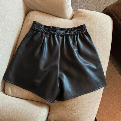 Ženske šik modne kratke hlače s bočnim džepovima od crne umjetne kože Vintage Ženske kratke hlače s patentnim zatvaračem s visokim strukom Mujer PU Y2k seksi