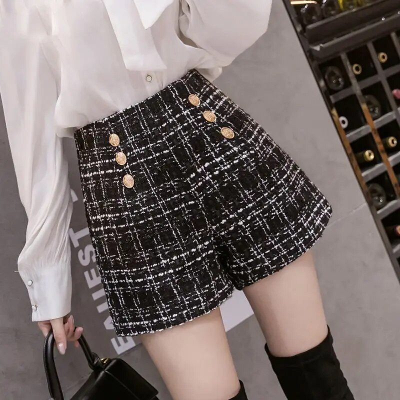 Temperament Office Lady Simplicity Pantaloni scurți Eleganti Moda coreeană Lejer Casual Imprimare Butoane Fermoar Patchwork Îmbrăcăminte pentru femei