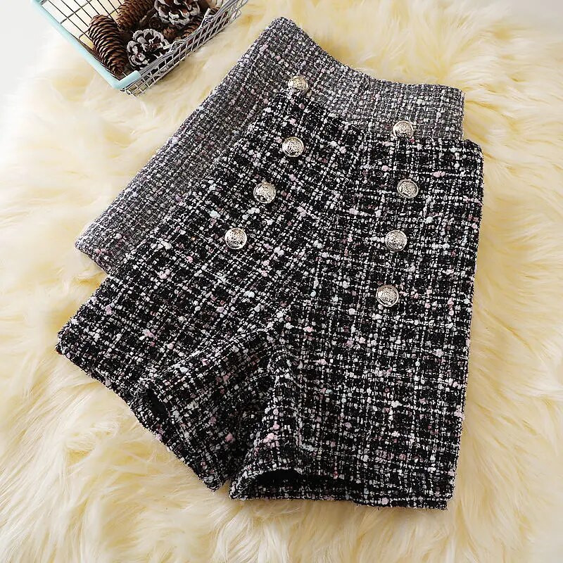 Temperament Office Lady Simplicity Pantaloni scurți Eleganti Moda coreeană Lejer Casual Imprimare Butoane Fermoar Patchwork Îmbrăcăminte pentru femei