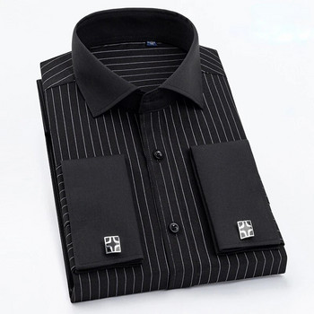 Ποιοτικό ανδρικό πουκάμισο με μανικετόκουμπα με κρυφό κουμπί Ανδρικό πουκάμισο μακρυμάνικο πουκάμισο casual slim εφαρμογή (περιλαμβάνονται μανικετόκουμπα)