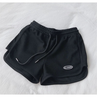 Pantaloni scurți casual de vară pentru femei Pantaloni scurți drepți elastici simpli pentru femei, la modă, pentru plajă, cu talie înaltă, gri, negru, uni, cu talie înaltă