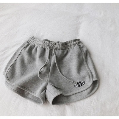Pantaloni scurți casual de vară pentru femei Pantaloni scurți drepți elastici simpli pentru femei, la modă, pentru plajă, cu talie înaltă, gri, negru, uni, cu talie înaltă