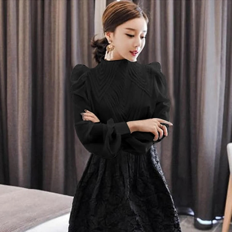 Proljeće 2021. Plisirana bluza sa samostojećim ovratnikom Majica s lanternastim rukavima Ženske majice Korejske bluze Odjeća Košulje s kremom za sunčanje Modne bluze