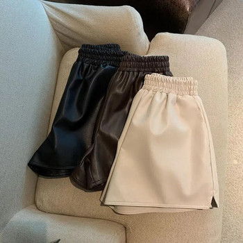 Нова мода Големи размери Дамски кожени панталони с цепки Нишов дизайн Модни универсални ежедневни панталони с висока талия Студентски шорти