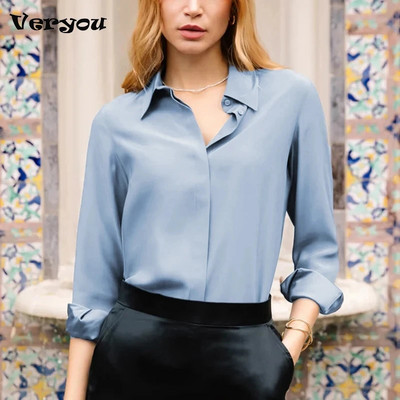 2024 Office Lady Blouses Shirt Women Turn Down Collar Long Sleeve Button Blouses For Women Casula Tops