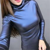 Koreai divat 2020 ősz és tél Új divatos garbó, egyszínű PU bőr hosszú ujjú, karcsúsító polár dzseki