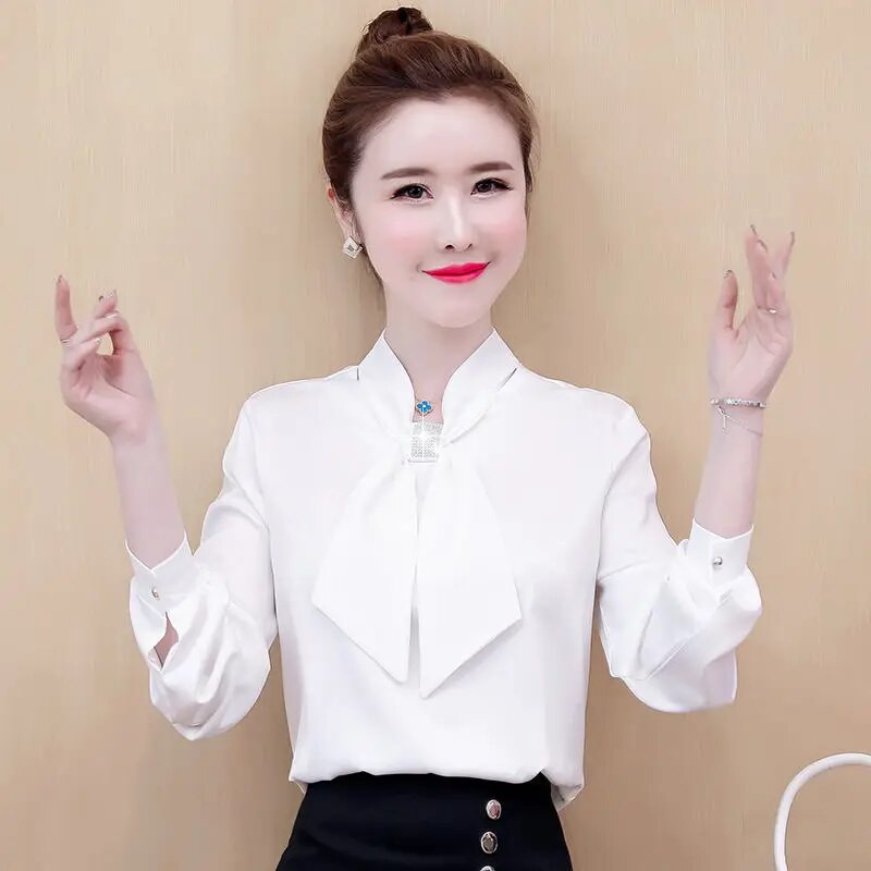 ffice Moteriškos elegantiškos šilko palaidinės Moteriškos palaidinės su kakleliu Satininiai palaidinukai Moteriški pavasariniai marškiniai ilgomis rankovėmis