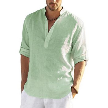 2022 Νέα ανδρική μπλούζα casual Βαμβακερό λινό πουκάμισο με φαρδιά μπλούζα μακρυμάνικο μπλουζάκι άνοιξη φθινόπωρο Casual όμορφο ανδρικό πουκάμισο