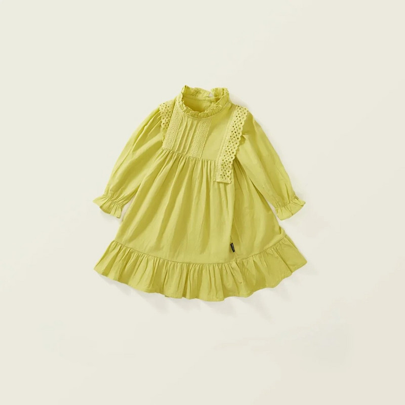 2024 m. pavasario naujiena vaikams kūdikiams mergaičių prancūziško stiliaus rūbai vaikams pilnomis rankovėmis, nėriniai, sušukuoti iki kelių Suknelė iki kelių mažylio apatiniai drabužiai 2–7 m.