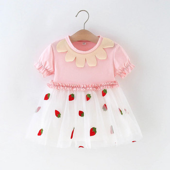1 2 3 години Бебешки рокли за момичета от тюл, летни сладки рокли със сладки ягоди, рокля за момичета, рокля за рожден ден