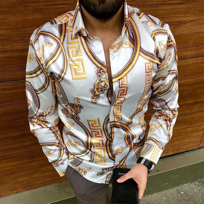Cămașă de vară pentru bărbați, cu mânecă lungă, S-4XL, la modă HD, imprimat 3D, cu rever, cardigan cu un singur piept Cămașă hawaiană casual pentru bărbați 2023