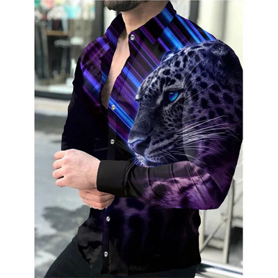 Cămașă de vară pentru bărbați, cu mânecă lungă, S-4XL, la modă HD, imprimat 3D, cu rever, cardigan cu un singur piept Cămașă hawaiană casual pentru bărbați 2023