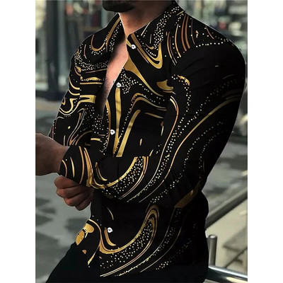 Cămașă de vară pentru bărbați, cu mânecă lungă, S-4XL, la modă HD, imprimat 3D, cu rever, cardigan cu un singur piept Cămașă hawaiană casual pentru bărbați 2023