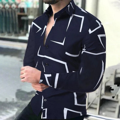 Cămașă de vară pentru bărbați, cu mânecă lungă, S-4XL, la modă HD, imprimat 3D, cu rever, cardigan cu un singur piept Cămașă hawaiană casual pentru bărbați 2023