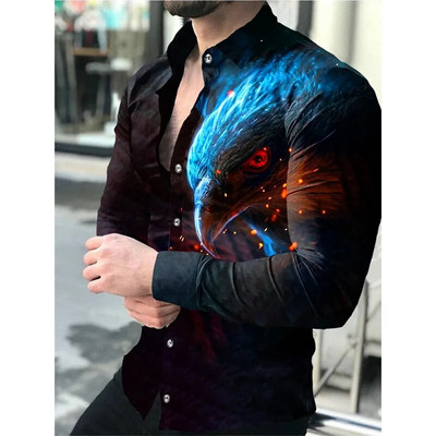 Cămașă de vară pentru bărbați, cu mânecă lungă, S-4XL, la modă HD, imprimat 3D, cu rever, cardigan cu un singur piept Cămașă hawaiană casual pentru bărbați 2023