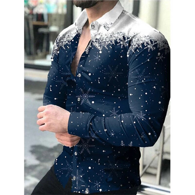Cămașă de vară pentru bărbați, cu mânecă lungă, S-4XL, la modă HD, imprimat 3D, cu rever, cardigan cu un singur piept Cămașă hawaiană casual pentru bărbați 2023