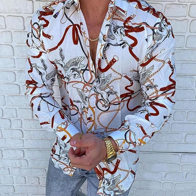 Cămașă de vară pentru bărbați, cu mânecă lungă, S-4XL, la modă HD, imprimat 3D, cu rever, cardigan cu un singur piept Cămașă hawaiană casual pentru bărbați 2023