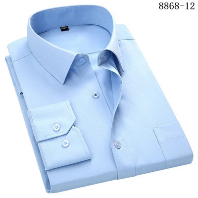 4XL 5XL 6XL 7XL 8XL Cămașă de afaceri casual pentru bărbați cu mâneci lungi Alb Albastru Negru Cămăși de rochie socială pentru bărbați inteligenti pentru Plus