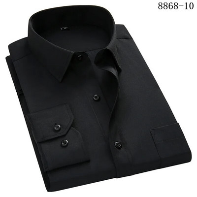 4XL 5XL 6XL 7XL 8XL Cămașă de afaceri casual pentru bărbați cu mâneci lungi Alb Albastru Negru Cămăși de rochie socială pentru bărbați inteligenti pentru Plus
