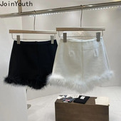 2023 Pantaloni scurți noi pentru femei, patchwork cu volane, tunică, pantaloni largi, culoare uni, șic, pantaloni scurți coreeani Pantalones Cortos De Mujer