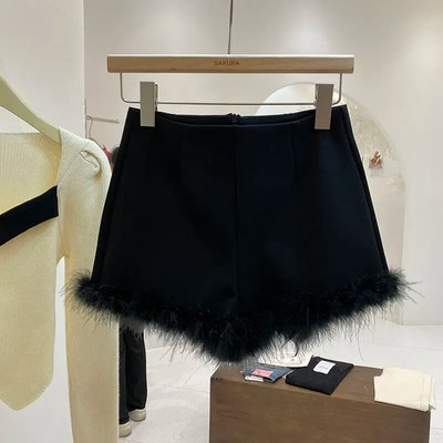 2023 Pantaloni scurți noi pentru femei, patchwork cu volane, tunică, pantaloni largi, culoare uni, șic, pantaloni scurți coreeani Pantalones Cortos De Mujer