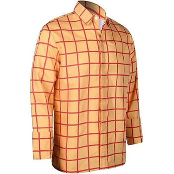 2024 Пролет Есен Едноцветни карирани мъжки ризи 3d щампи Риза с дълъг ръкав за мъже Ежедневна празнична риза с копчета с дълъг ръкав Мъжки топове