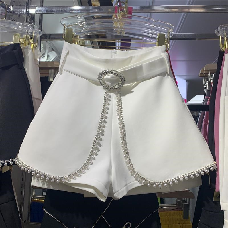 Moterų aukšto juosmens karšto gręžimo diržas oficialus kostiumas šortai plačiomis kojomis, apatiniai šortai, 2022 m. rudens INS karšti Highstreet šortai, moteriški