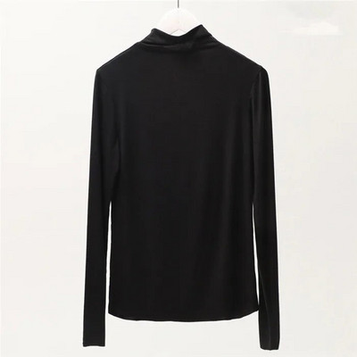 Rudens žiema, 2020 m. plius dydis Modaliniai medvilniniai apatiniai marškinėliai, vientisi ilgomis rankovėmis korėjietiška palaidinė Moteriški viršūnės ir palaidinės