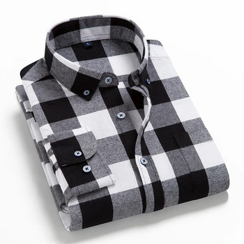 Ανδρικό φανελένιο καρό πουκάμισο 100% βαμβάκι 2022 Άνοιξη φθινόπωρο Casual μακρυμάνικο πουκάμισο Soft Comfort Slim Fit Styles Μάρκα For Man Plus