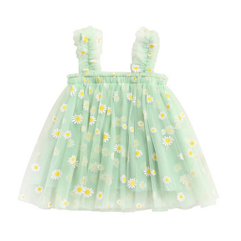 Citgeett Summer Toddler Kids Girls Princess Dress Daisy Fruit Sleeveless Sling Dress Ежедневни мрежести дрехи от тюл