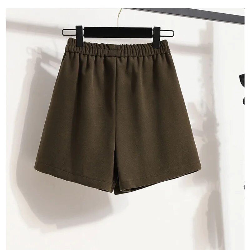 Didelio dydžio naujos netaisyklingos klostuotos kelnės sijonas rudeninis žieminis elastingas juosmuo Laisvas tvirtas A formos šortai Vintažiniai laisvalaikio moteriški drabužiai
