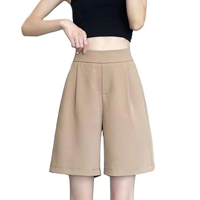 Pantaloni scurți de vară pentru femei Pantaloni scurți pentru femei cu talie înaltă, elastici, în formă de A, pantaloni drepți, casual, subțiri, până la genunchi