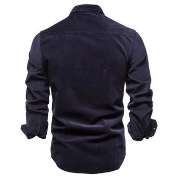 2021 Νέο ανδρικό πουκάμισο με μονό στήθος 100% βαμβακερό ανδρικό πουκάμισο Casual μόδας μονόχρωμο κοτλέ ανδρικό πουκάμισο φθινοπωρινό λεπτό ανδρικό πουκάμισο
