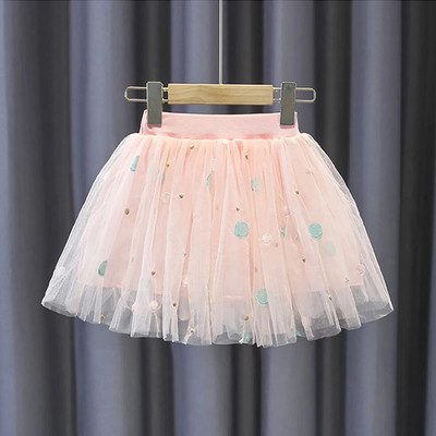 Vară Copii Fete Fuste Prințesă Mesh Fuste Frumusețe Tutu Broderie Florală Fete Mesh Fusta Carnaval Copii Îmbrăcăminte 1-7T