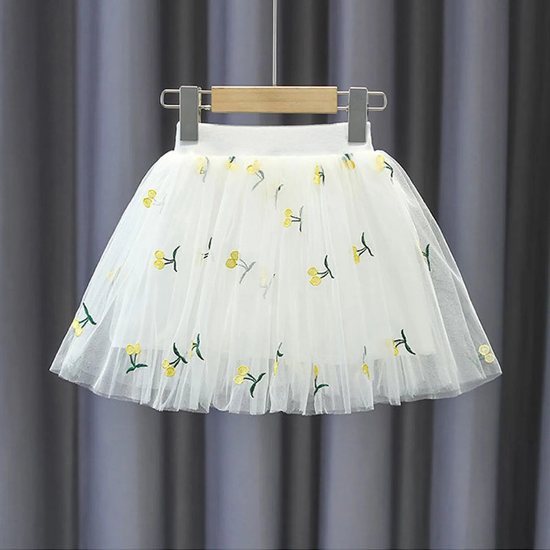 Mieli siuvinėti mergaičių tinkliniai princesės tutu sijonai vasariniai klostuoti mini sijonai Karnavaliniai pasirodymai vakarėliui šokių drabužiai 1-14m.