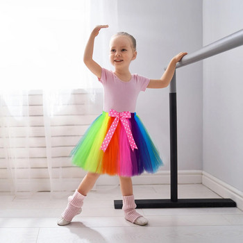 Fenical Kids Rainbow Tutu Skirt Baby Girl Костюм Балетна мрежеста пола за Carneval Party Dacing Performance Christmas Unicorn