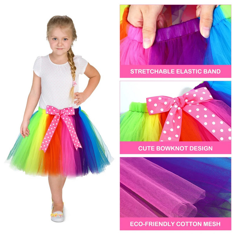 Fenical Kids Rainbow Tutu Sijonas Kūdikių Kostiumui Baleto Tinklinis sijonas Karnavaliniam Vakarėliui Kalėdų Vienaragis