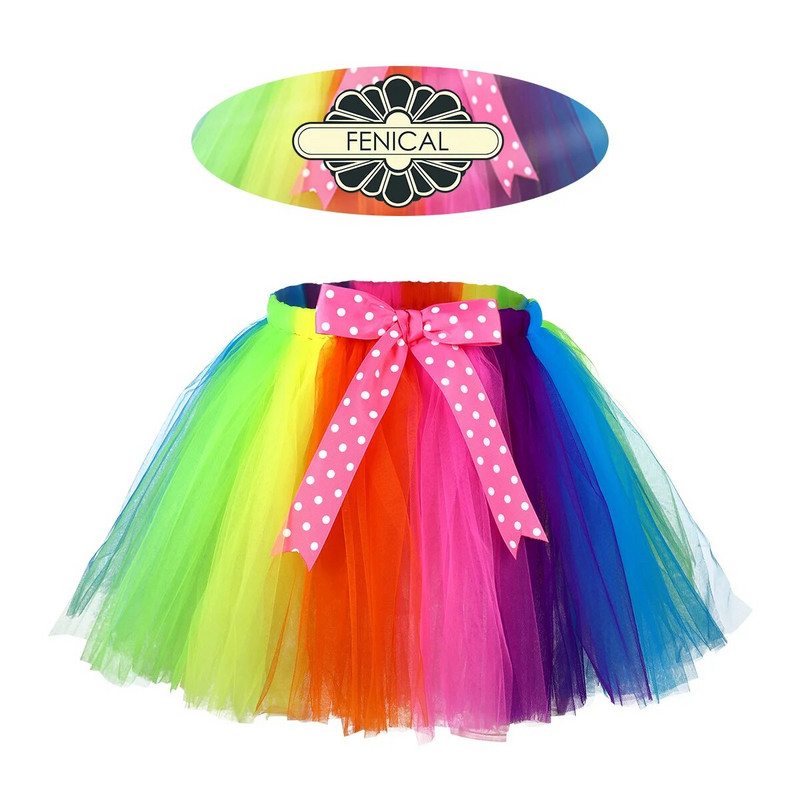 Fenical Kids Rainbow Tutu Sijonas Kūdikių Kostiumui Baleto Tinklinis sijonas Karnavaliniam Vakarėliui Kalėdų Vienaragis