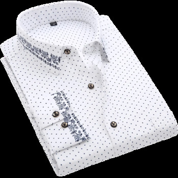 Ανδρικό μακρυμάνικο πουκάμισο με στάμπα μόδας Πουκάμισο για γαμήλιο πάρτι με κολάρο πουκάμισο Μαλακό καλοκαιρινό πουκάμισο για διακοπές στη Χαβάη