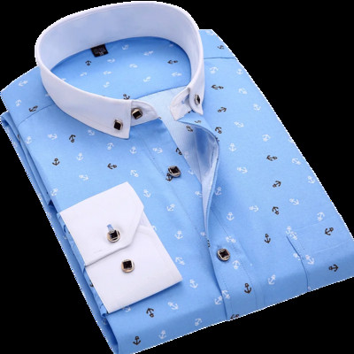 Cămașă casual cu mânecă lungă pentru bărbați, cu imprimeu, la modă, cu guler în jos Cămăși pentru petrecere de nuntă Cămașă moale de vacanță hawaiană de vară
