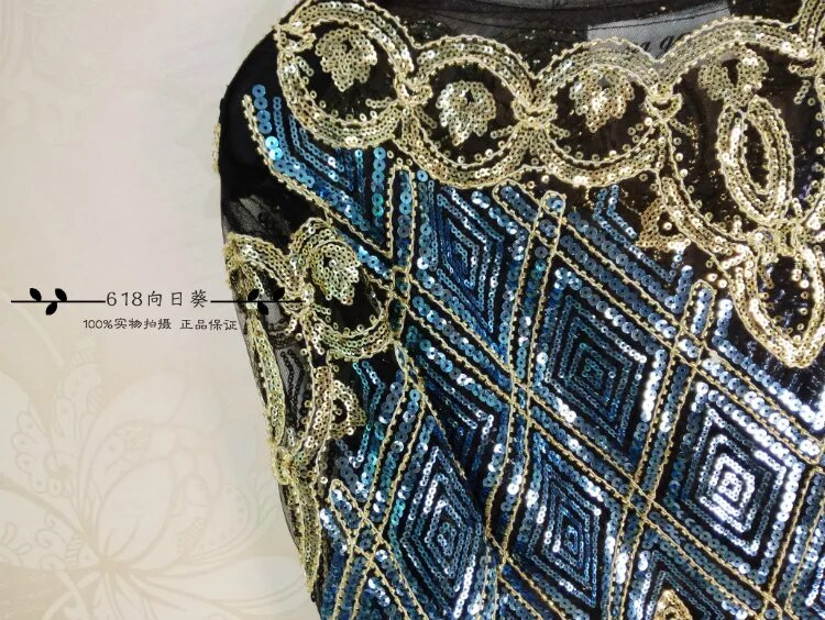 Cakucool Bluză cu mărgele Cămașă pentru femei Topuri din șifon cu mâneci lungi, cu paiete aurii, pulover din dantelă, înfrumusețat sexy, Bluze de primăvară Cămașă de top