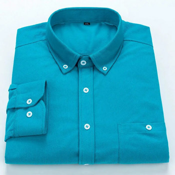 SHiONFA Мъжки кадифени тънки ризи Ретро многоцветни меки удобни ежедневни ризи с дълъг ръкав за пролет есен извънгабаритни 5XL